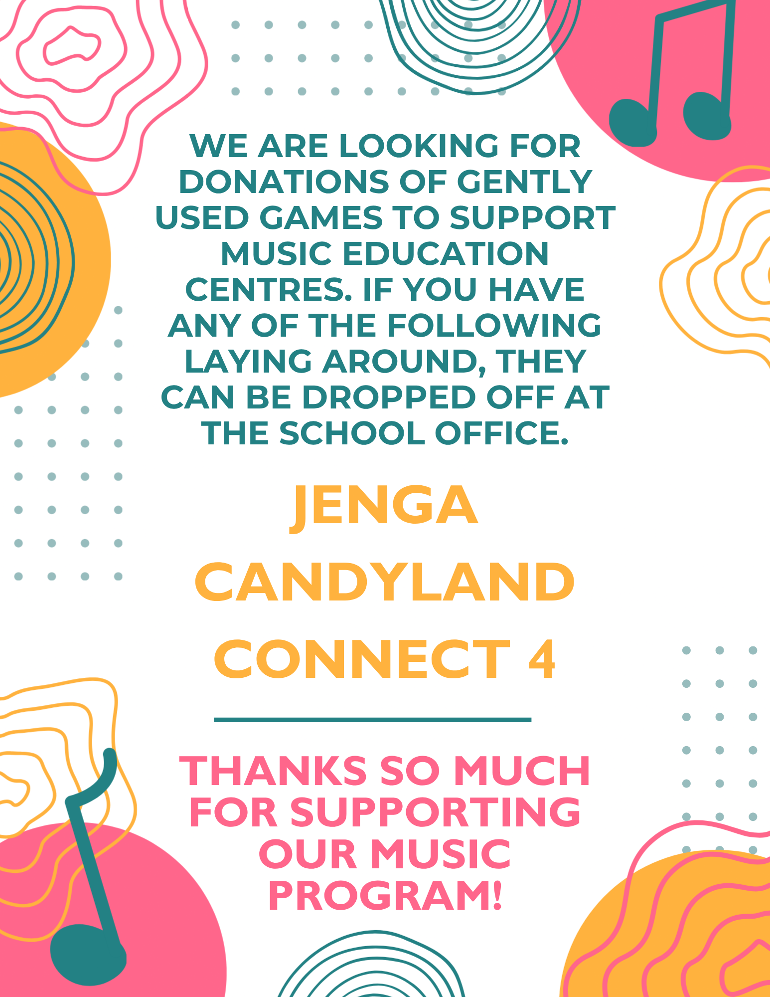 Donation of games for the music program